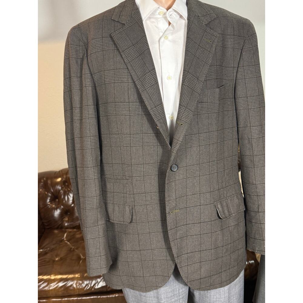 Brunello Cucinelli Brown Houndstooth Deconstructed Blazer 56 IT 46R Cashmere